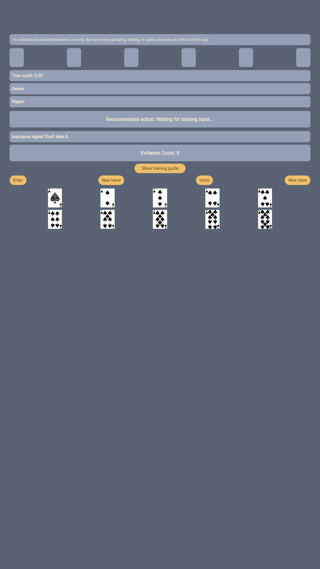 Blackjack Count Pro live count screen